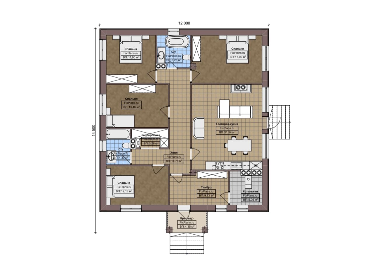 Планировка Одноэтажный дом F-7487
