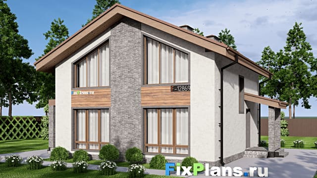 Одноэтажный дом с мансардой  F-12869