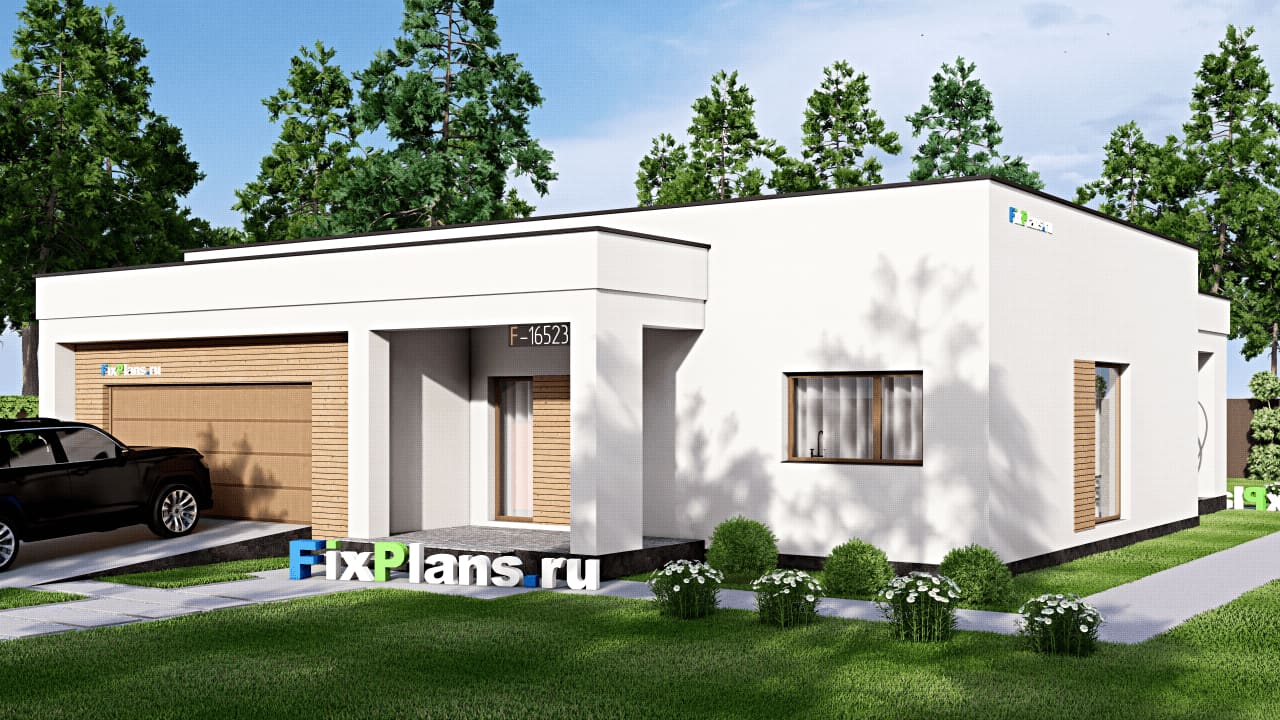 Одноэтажный дом F-16523 — фасад