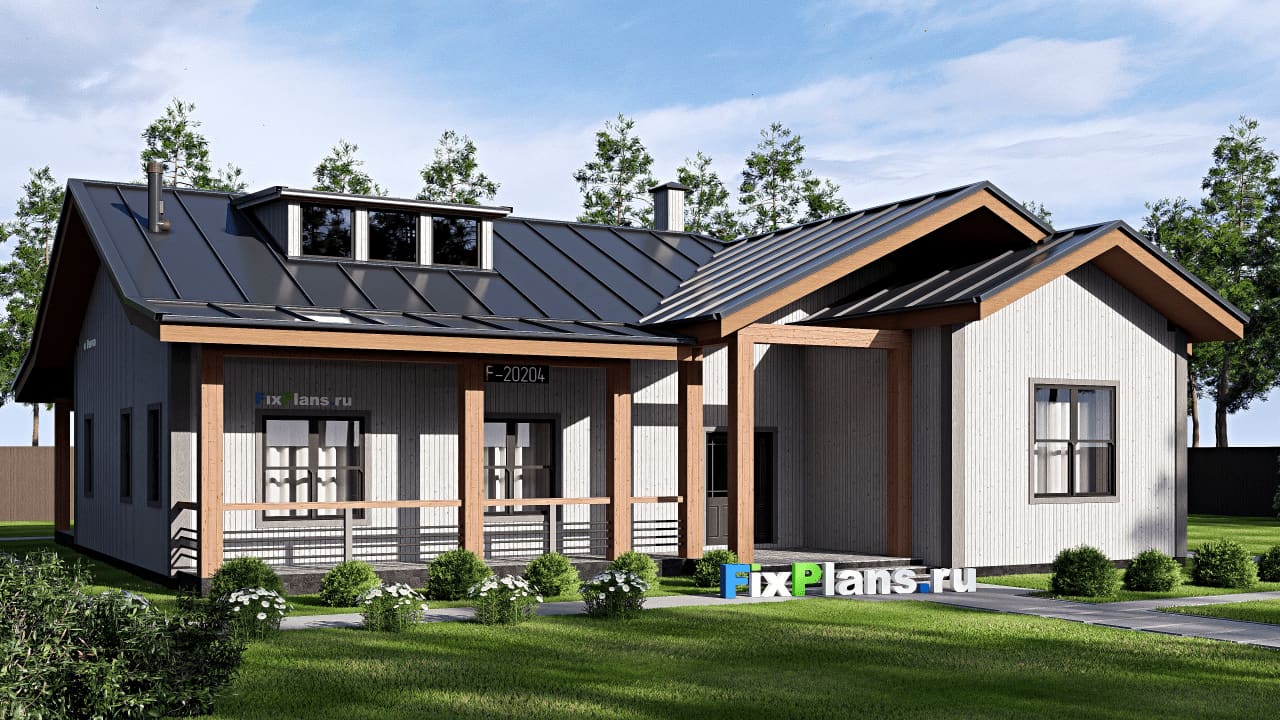 Одноэтажный дом F-20204 — фасад
