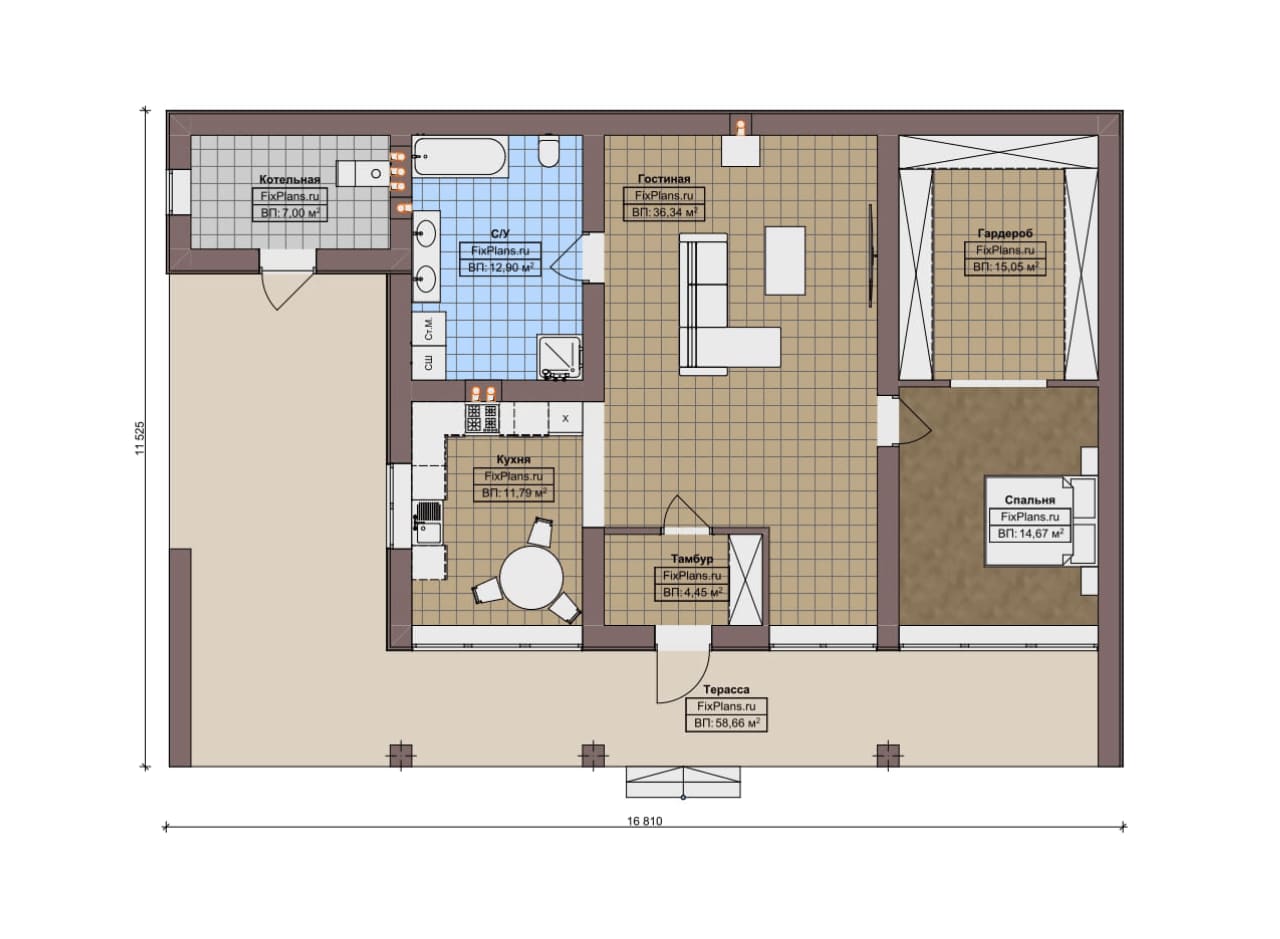 Планировка Одноэтажный дом F-18134