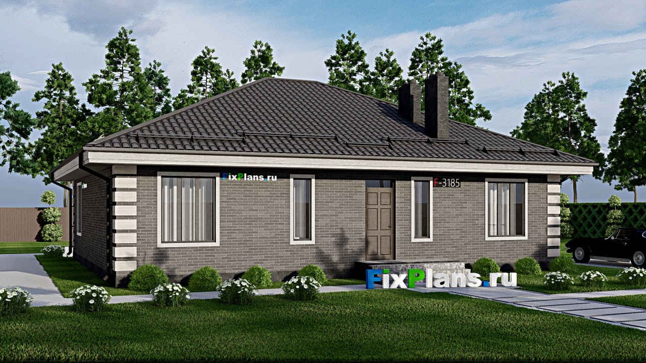 Одноэтажный дом F-3185 — фасад